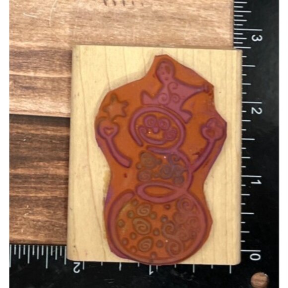 HTF RUBBER STAMPEDE FESTIVE SNOWMAN A2591E WOOD MOUNTED RUBBER STAMP - Picture 2 of 6